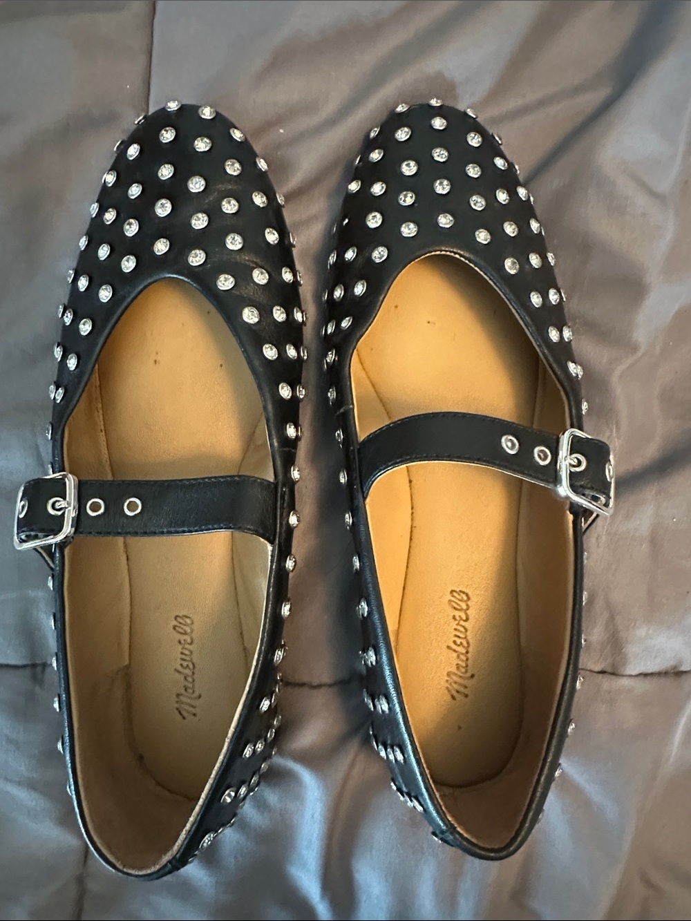 Madewell Black Studded Mary Jane Flats